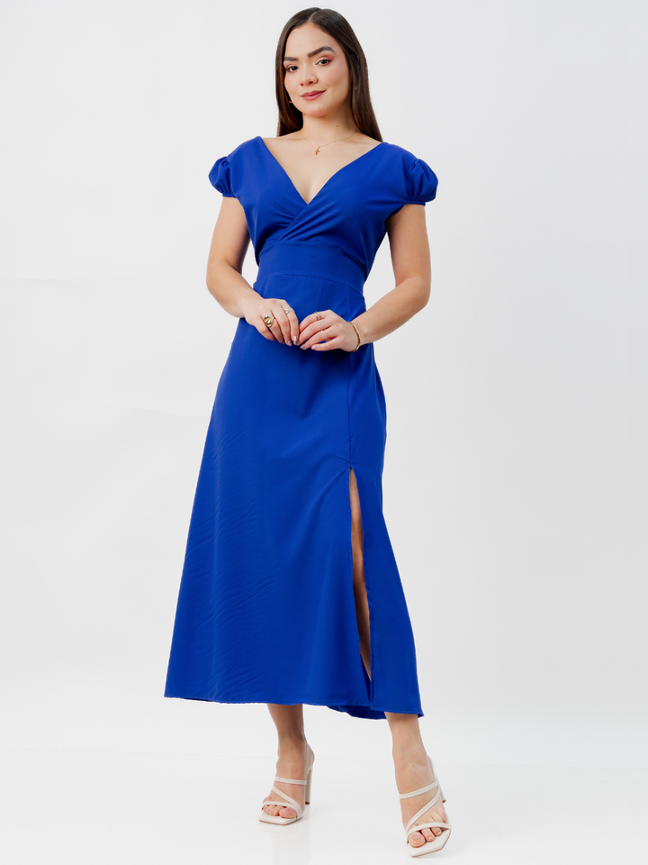 VESTIDO CASUAL LARGO CRISS AZULINO