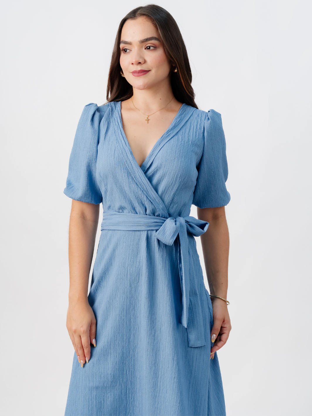 VESTIDO MIDI EN CORTE A CON LAZO SOLEDAD ITALIANO