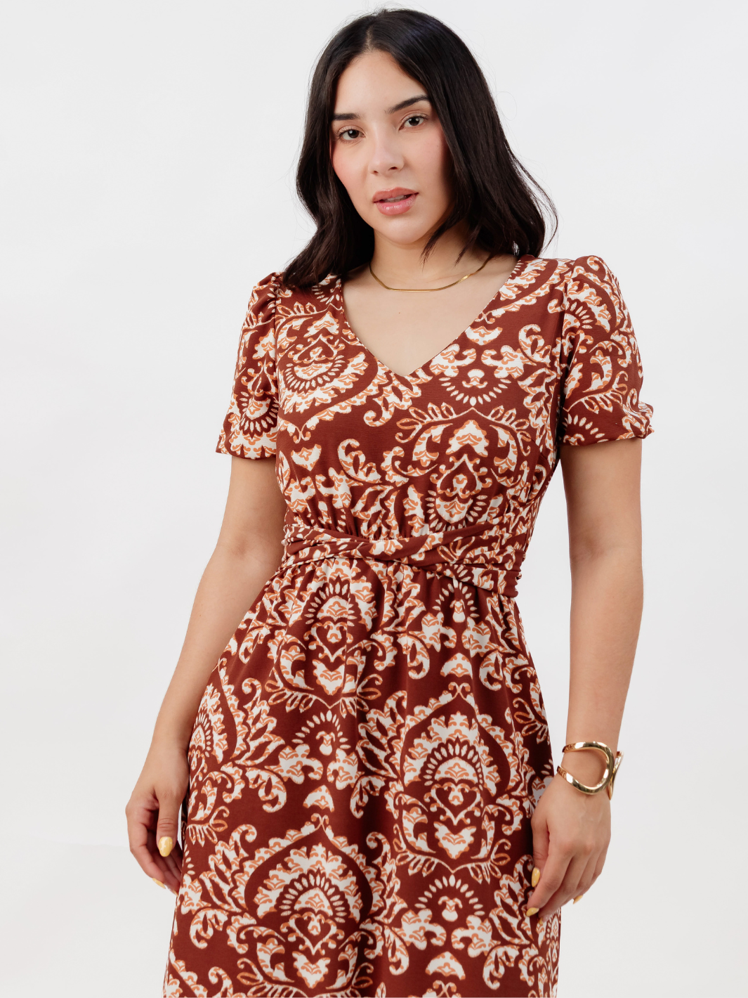 VESTIDO CASUAL LARGO REBECA CHOCOLATE