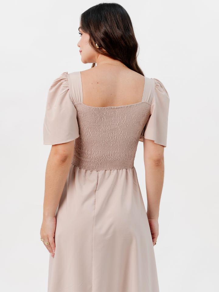 VESTIDO CASUAL LARGO LUCRECIA NUDE
