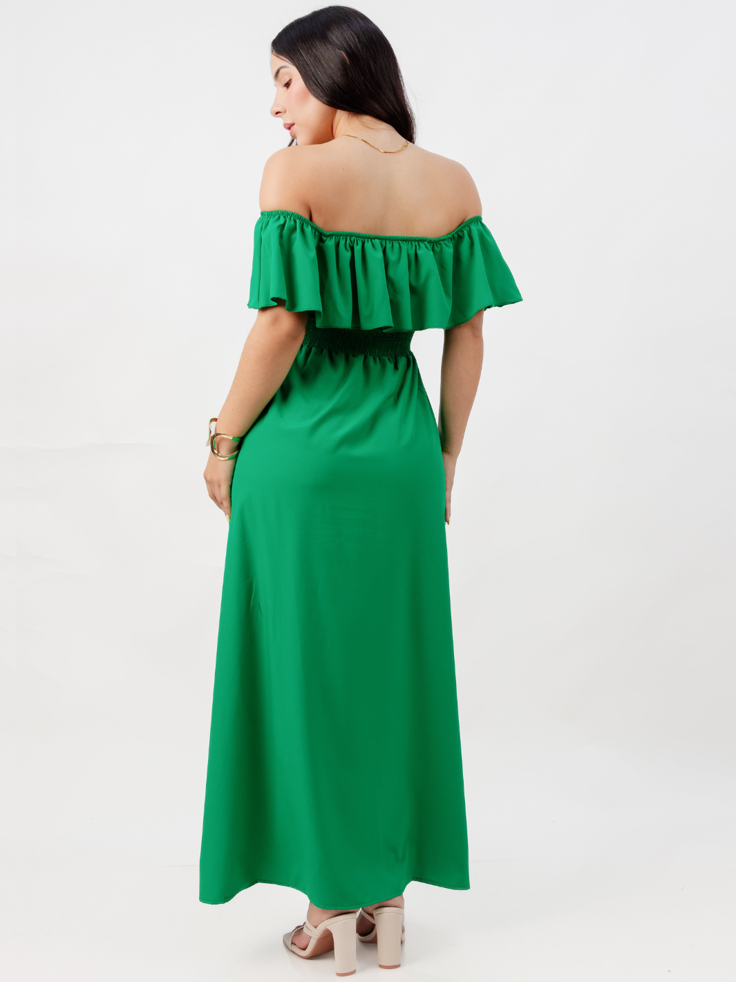 VESTIDO RUMBERO CASUAL LARGO MINERVA VERDE