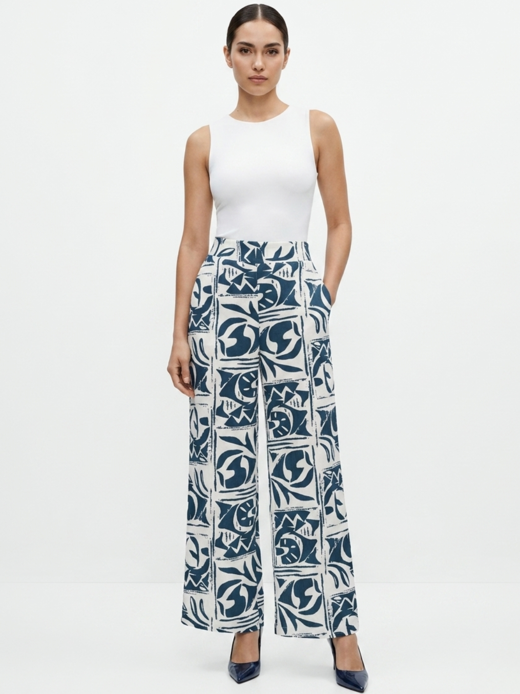 PANTALON PALAZZO NORA VERDE / PERLA