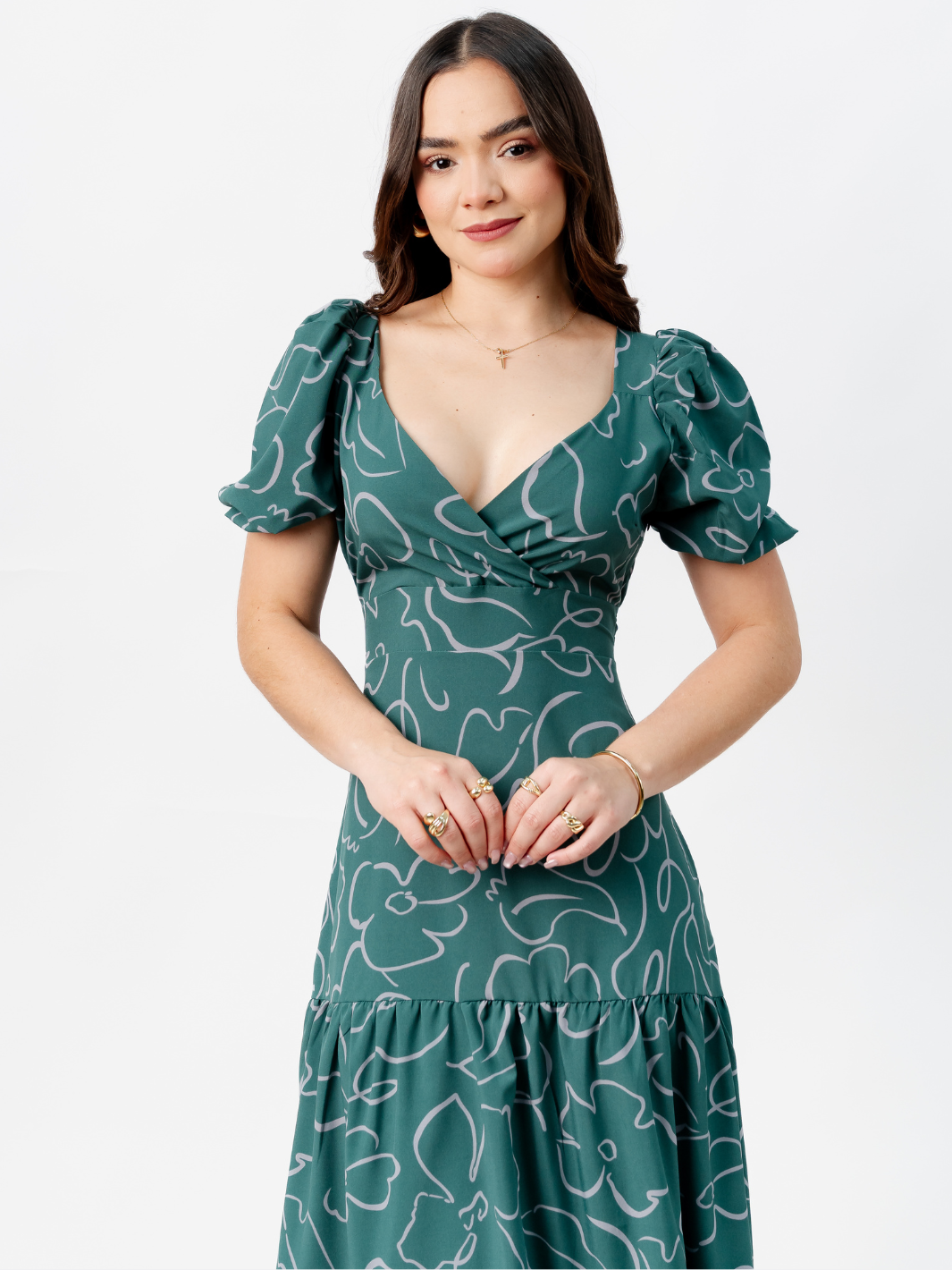 VESTIDO CASUAL LARGO CON LAZO TILZA VERDE