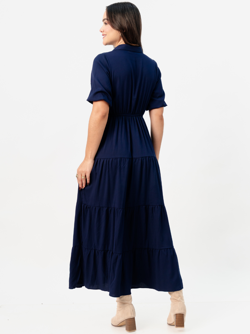 VESTIDO CAMISERO CON FALDA EN TIEMPOS ZAMIRA AZUL