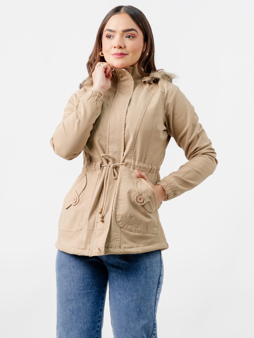 CASACA PARKA DENIM HELLEN BEIGE