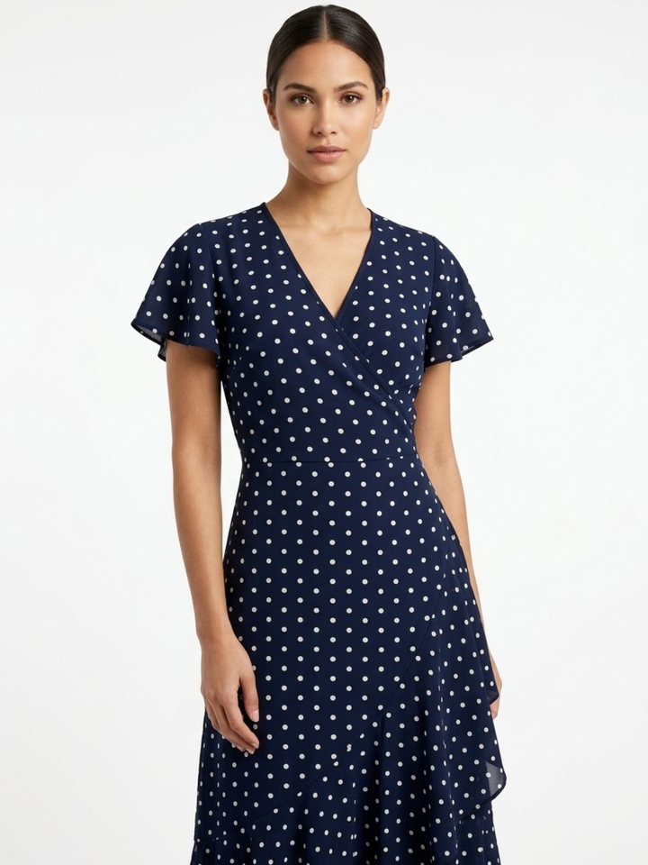 VESTIDO ENVOLVENTE JULIETA AZUL POLKA DOTS