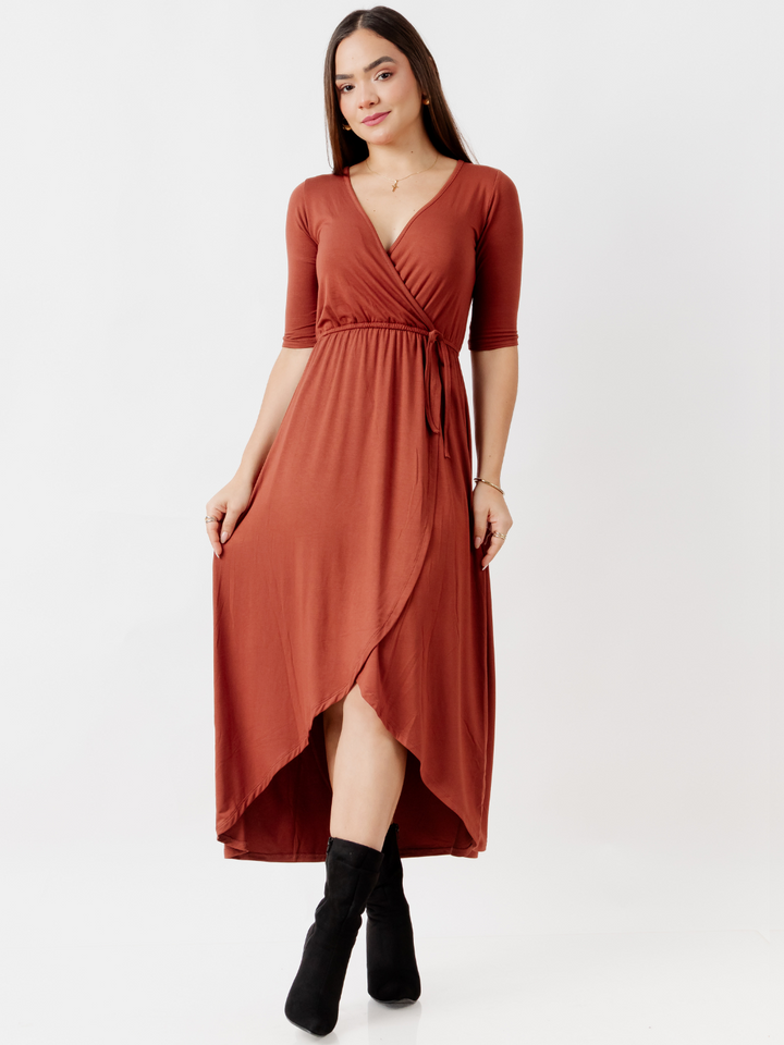 VESTIDO CON MANGA 3/4 GEMMA TERRACOTA