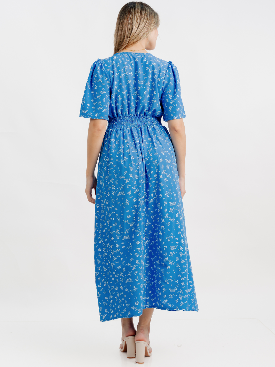 VESTIDO CASUAL LARGO LISA TURQUESA