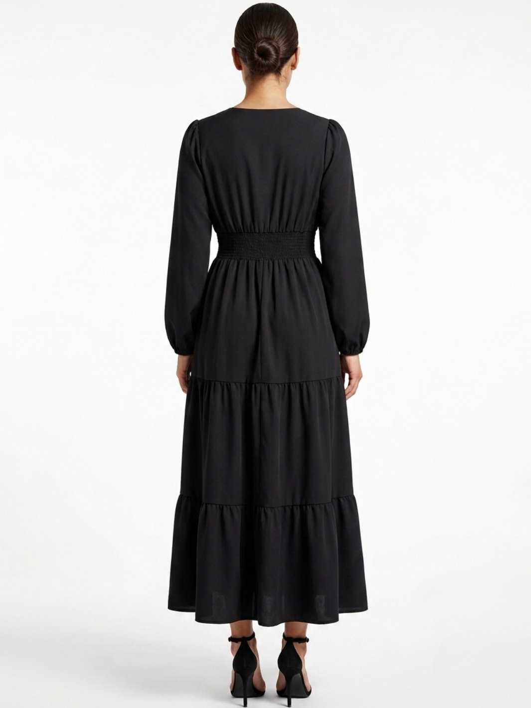 VESTIDO CASUAL CON FALDA EN TIEMPOS MEILYN NEGRO