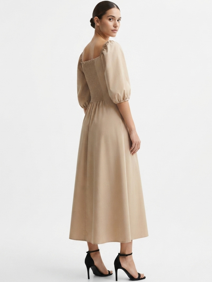 VESTIDO LARGO CON BOTONES MAGDALENA NUDE