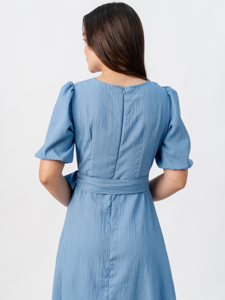 VESTIDO MIDI EN CORTE A CON LAZO SOLEDAD ITALIANO
