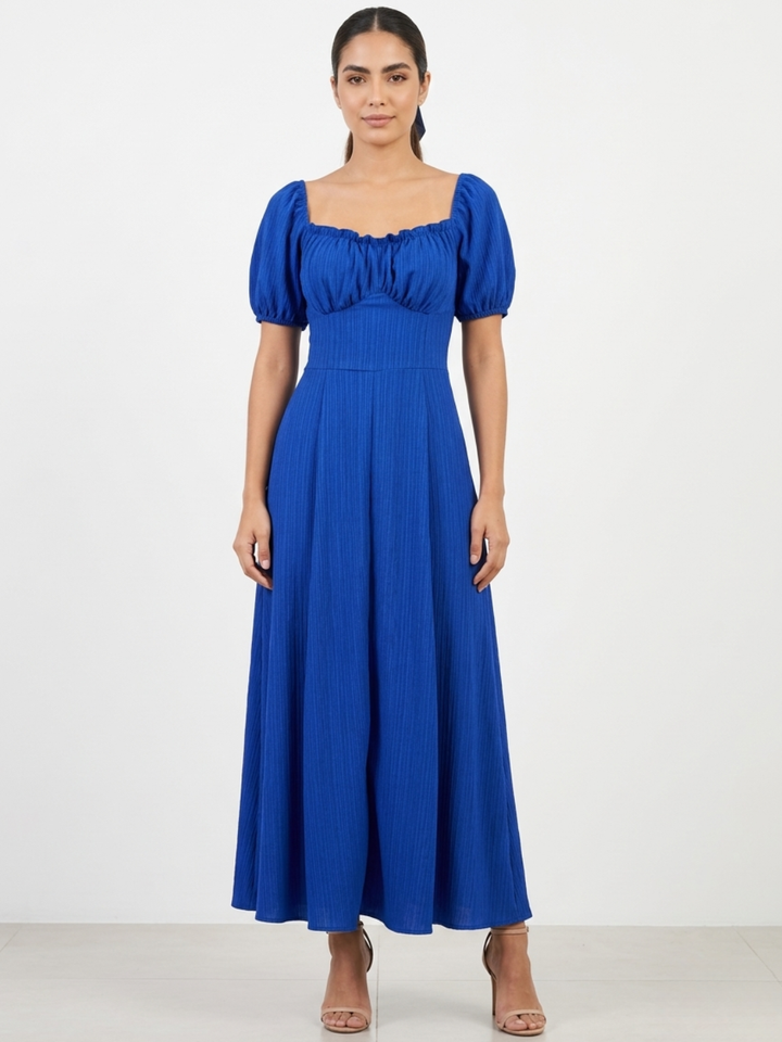 VESTIDO ROMANTICO LARGO NELLY AZULINO