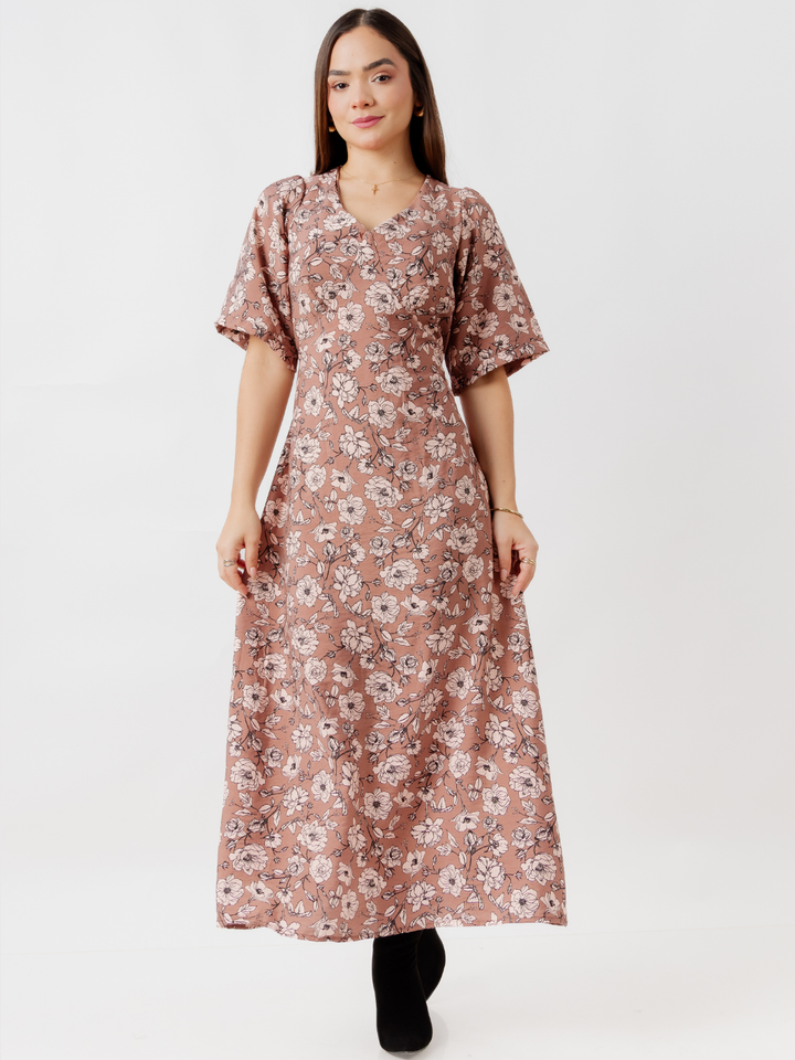 VESTIDO CASUAL LARGO BRIGITTE CHOCOLATE