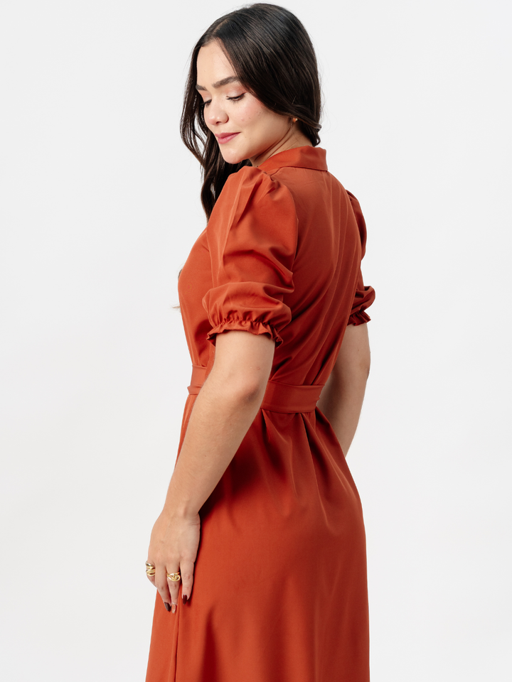 VESTIDO CAMISERO CON CINTURON ASIA RUST
