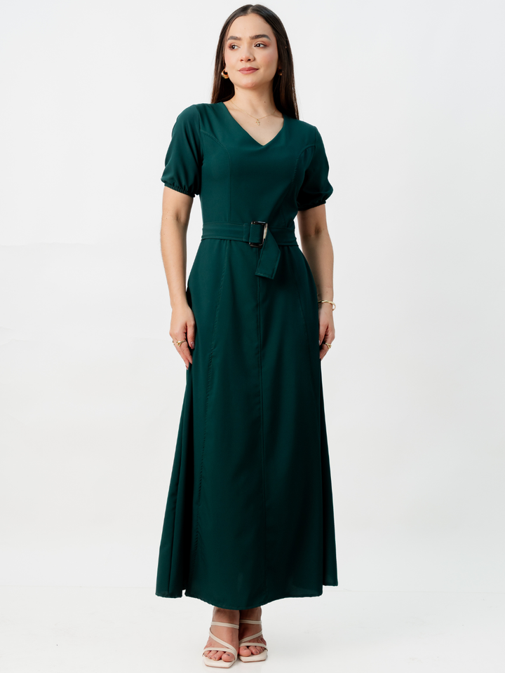 VESTIDO CASUAL LARGO EN CORTE A FERGIE VERDE