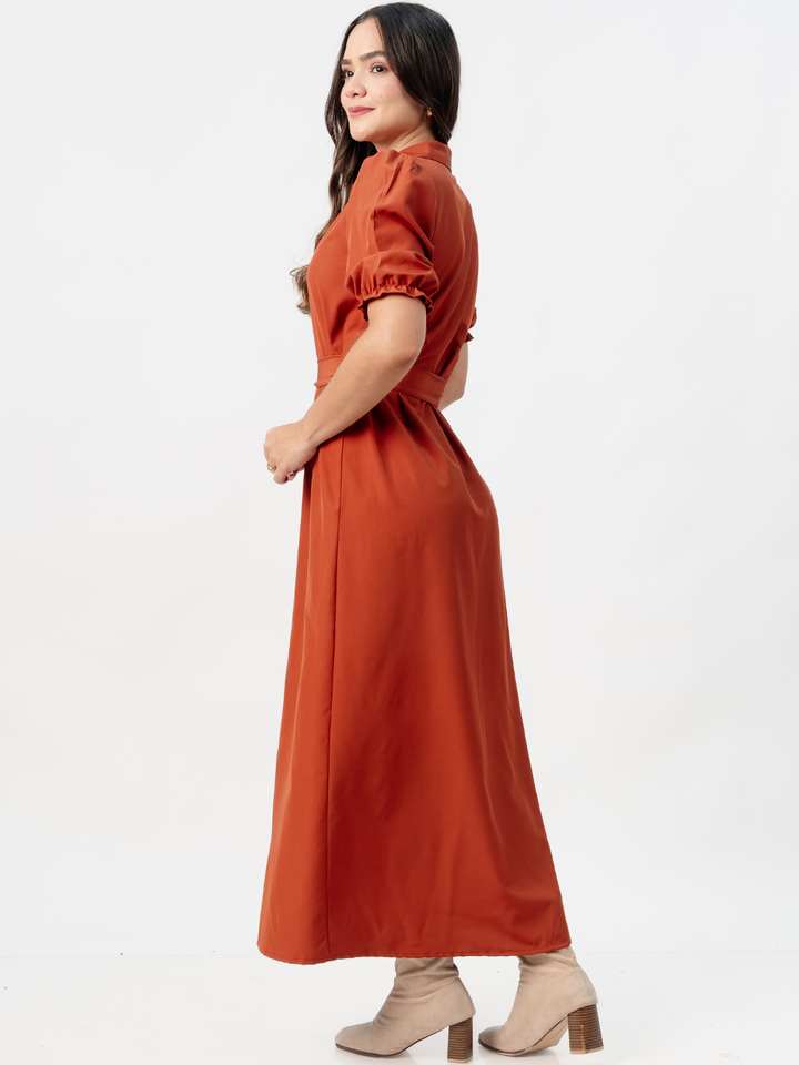 VESTIDO CAMISERO CON CINTURON ASIA RUST