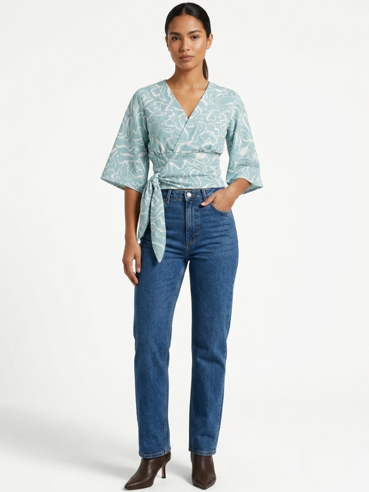 BLUSA ENVOLVENTE GERALDINE AGUA