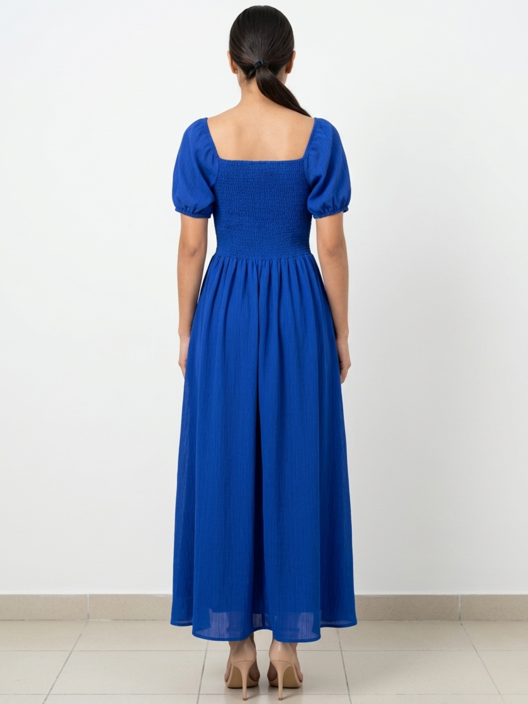 VESTIDO ROMANTICO LARGO NELLY AZULINO