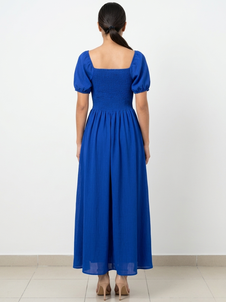 VESTIDO ROMANTICO LARGO NELLY AZULINO