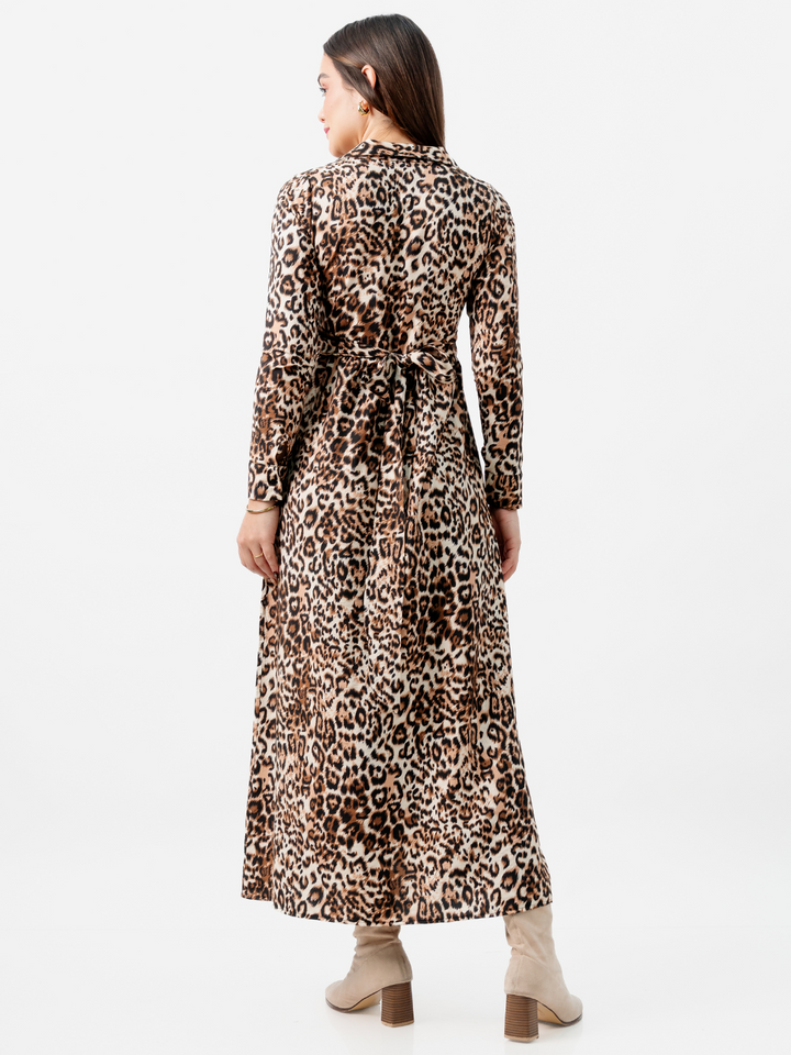 VESTIDO CAMISERO LARGO TATI ANIMAL PRINT