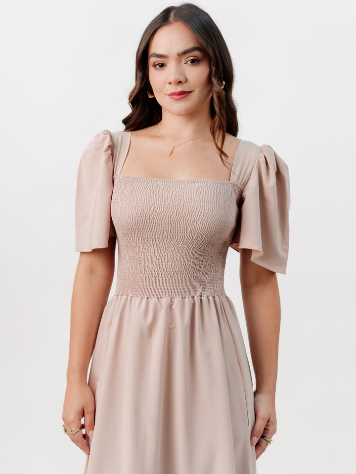 VESTIDO CASUAL LARGO LUCRECIA NUDE