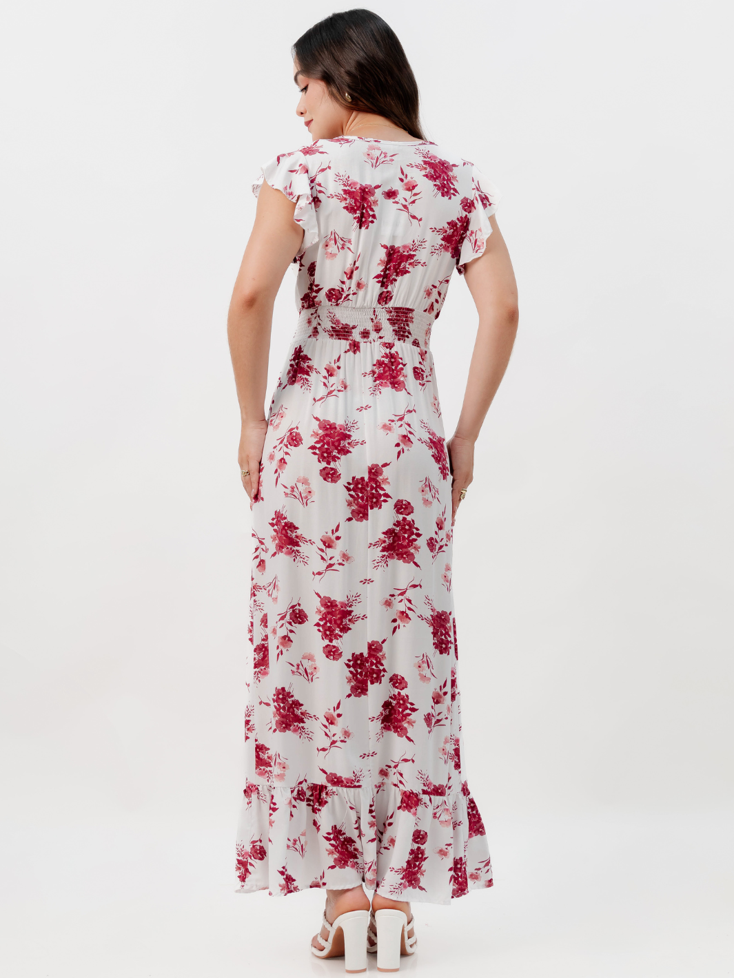 VESTIDO CASUAL LARGO SAYURI PERLA FLOREADO