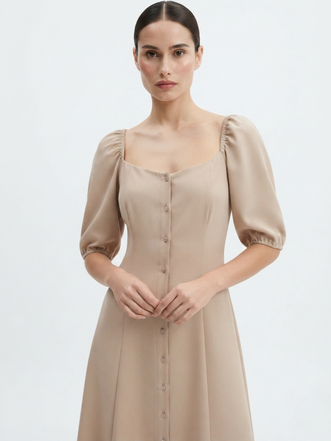 VESTIDO LARGO CON BOTONES MAGDALENA NUDE