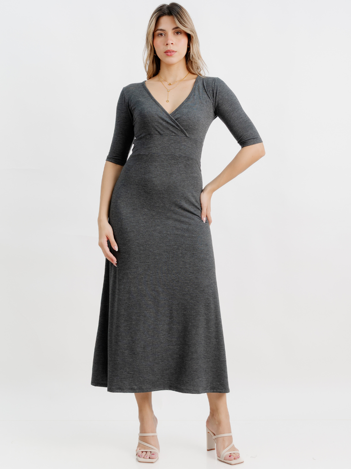 VESTIDO CON MANGA 3/4 LARA GRIS