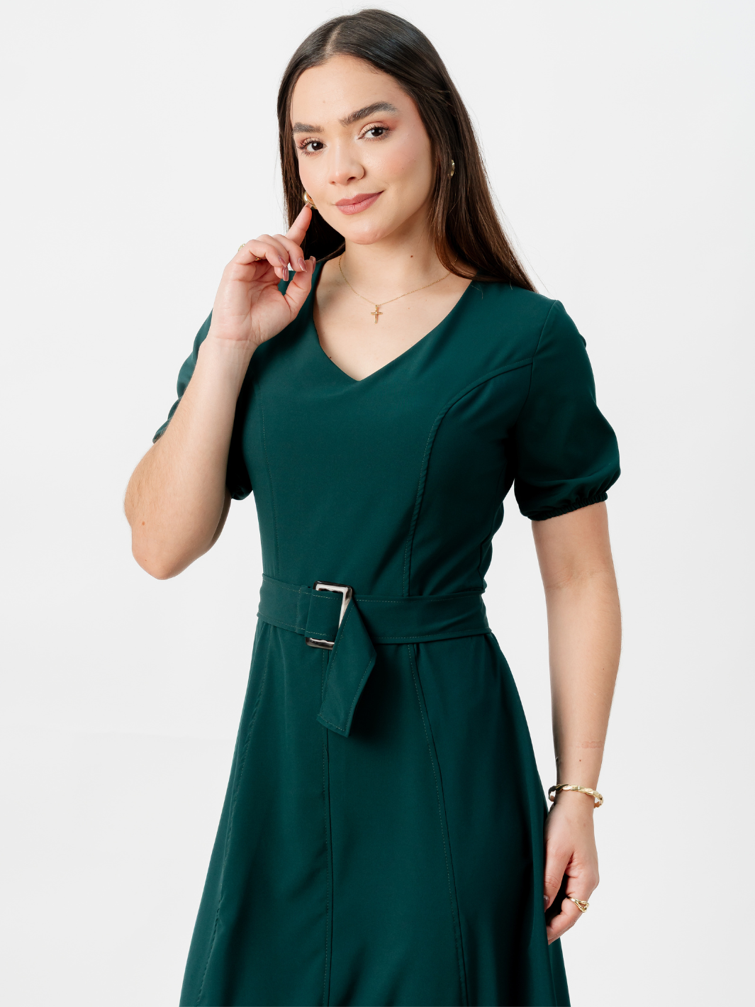 VESTIDO CASUAL LARGO EN CORTE A FERGIE VERDE