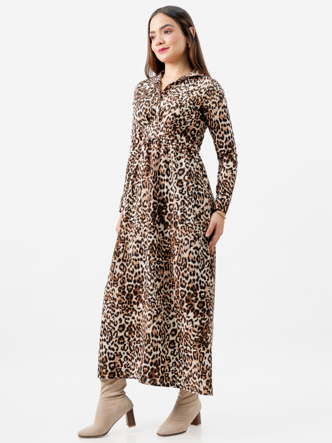 VESTIDO CAMISERO LARGO TATI ANIMAL PRINT