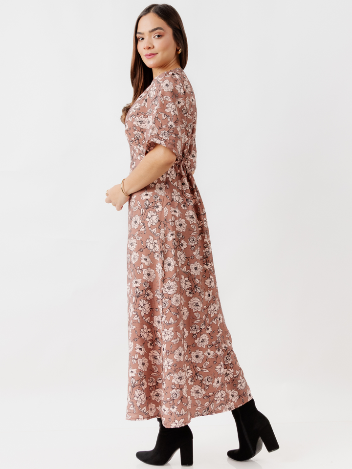 VESTIDO CASUAL LARGO BRIGITTE CHOCOLATE