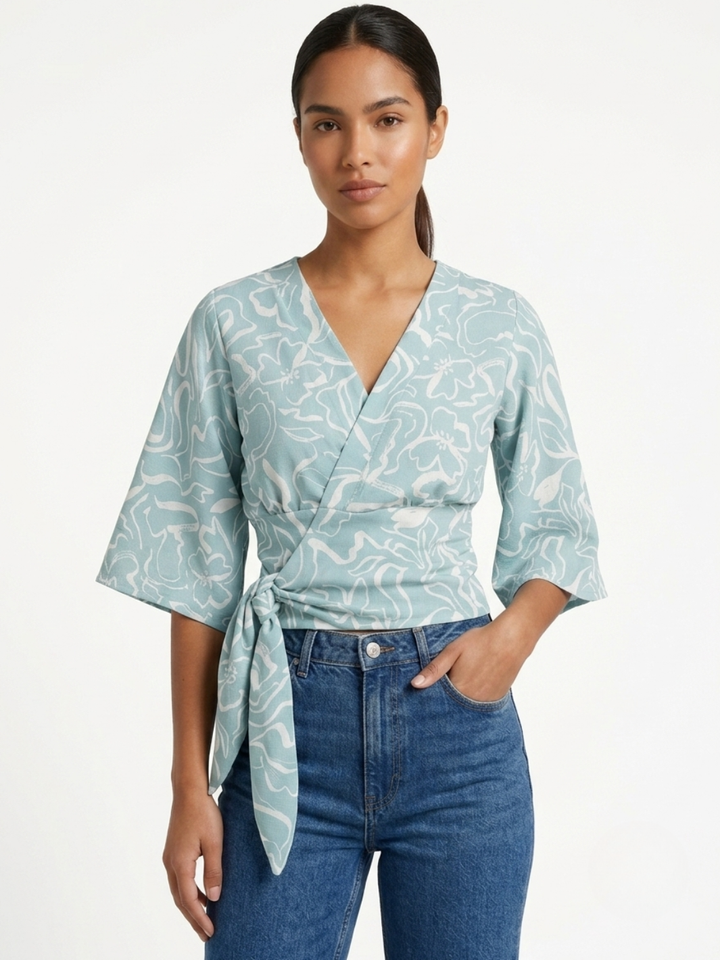BLUSA ENVOLVENTE GERALDINE AGUA