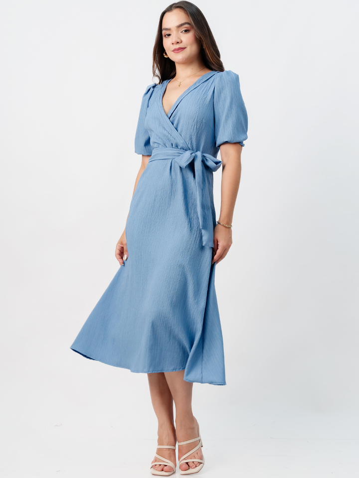 VESTIDO MIDI EN CORTE A CON LAZO SOLEDAD ITALIANO