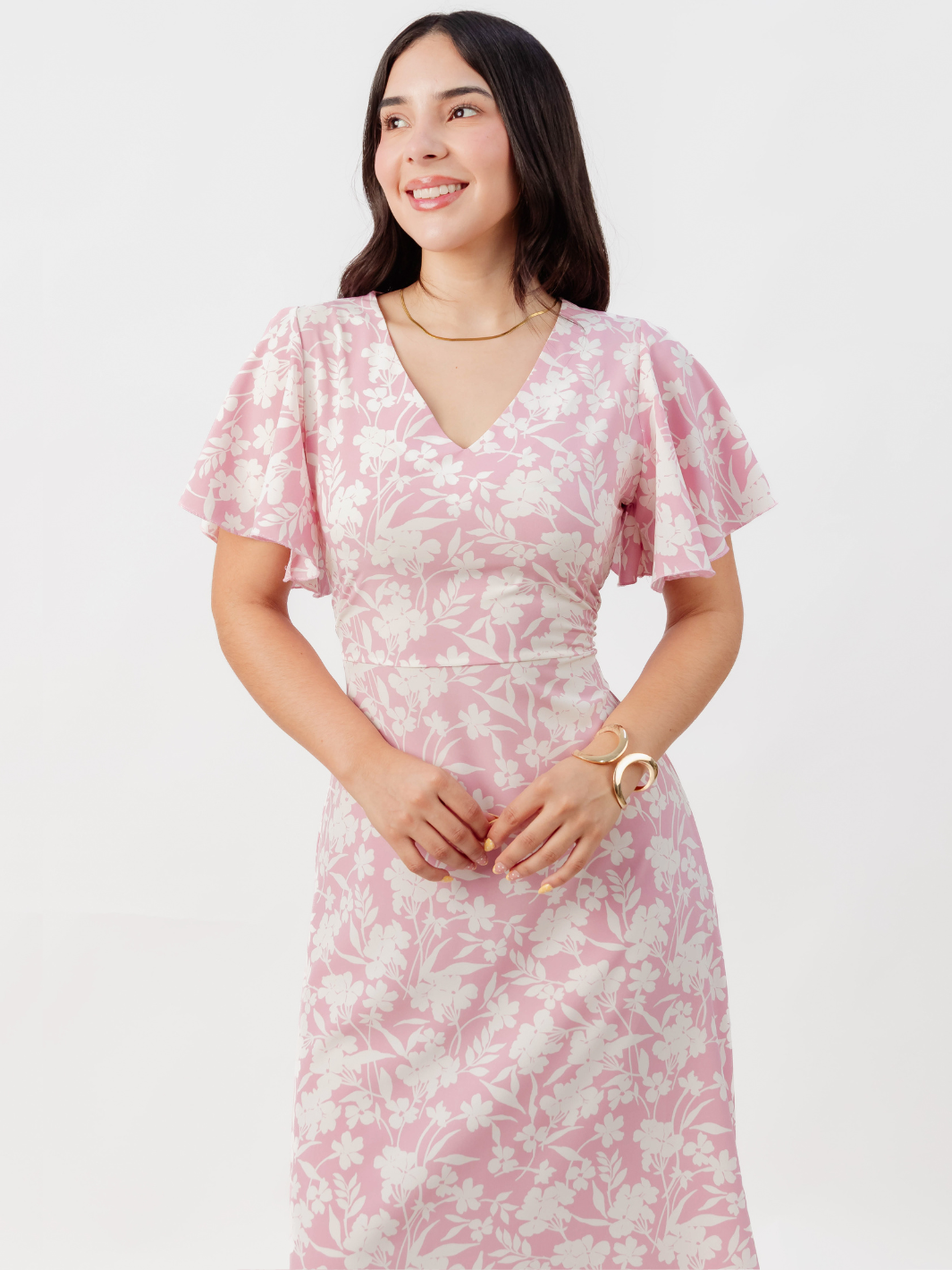 VESTIDO EN CORTE A CON LAZO GLENDA ROSA