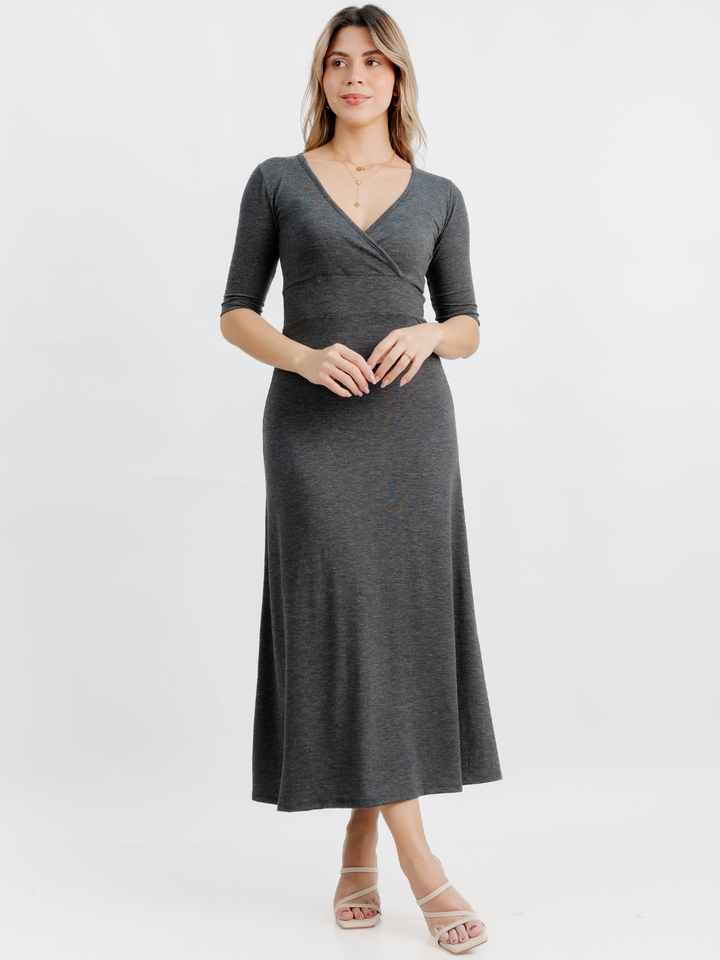 VESTIDO CON MANGA 3/4 LARA GRIS