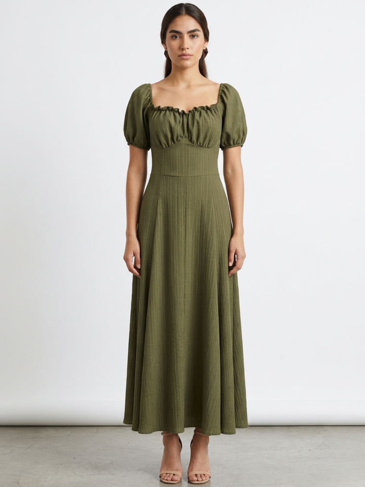 VESTIDO ROMANTICO LARGO NELLY VERDE