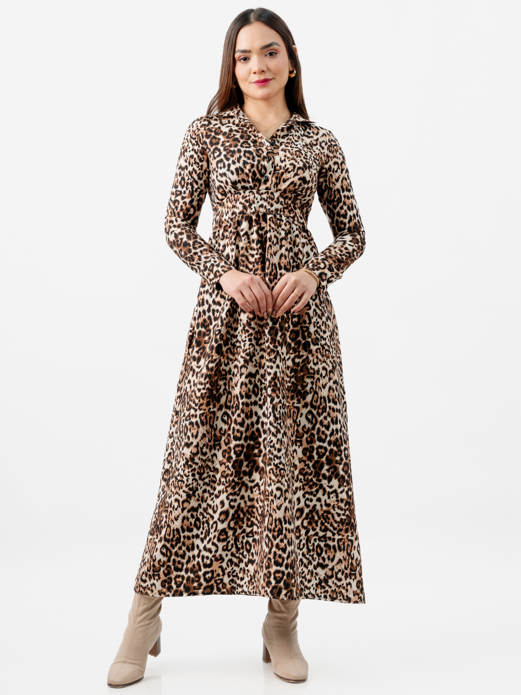 VESTIDO CAMISERO LARGO TATI ANIMAL PRINT