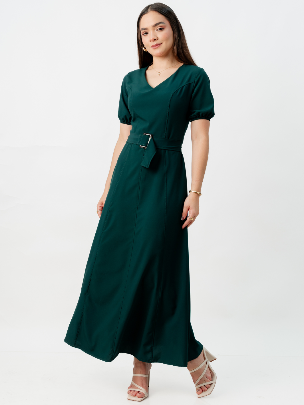 VESTIDO CASUAL LARGO EN CORTE A FERGIE VERDE