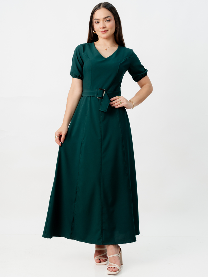 VESTIDO CASUAL LARGO EN CORTE A FERGIE VERDE