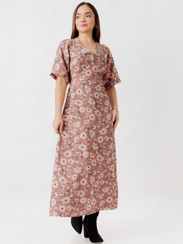 VESTIDO CASUAL LARGO BRIGITTE CHOCOLATE