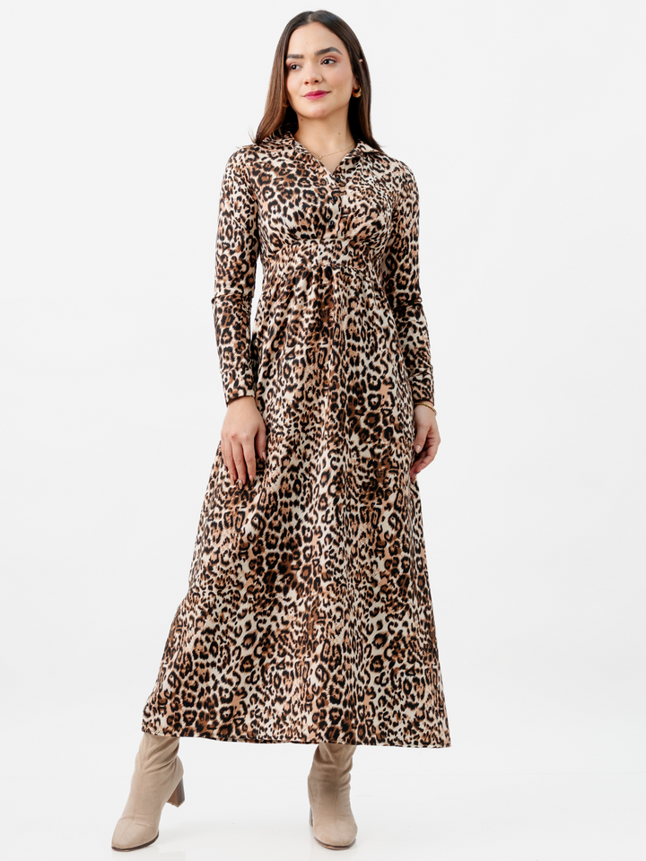 VESTIDO CAMISERO LARGO TATI ANIMAL PRINT