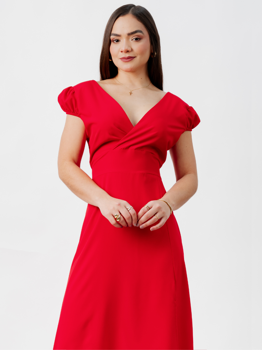 VESTIDO CASUAL LARGO CRISS ROJO