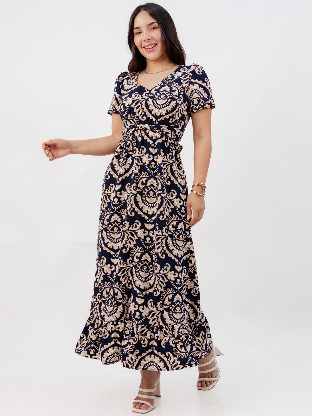 VESTIDO CASUAL LARGO REBECA AZUL