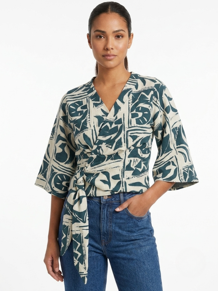 BLUSA ENVOLVENTE GERALDINE VERDE / PERLA