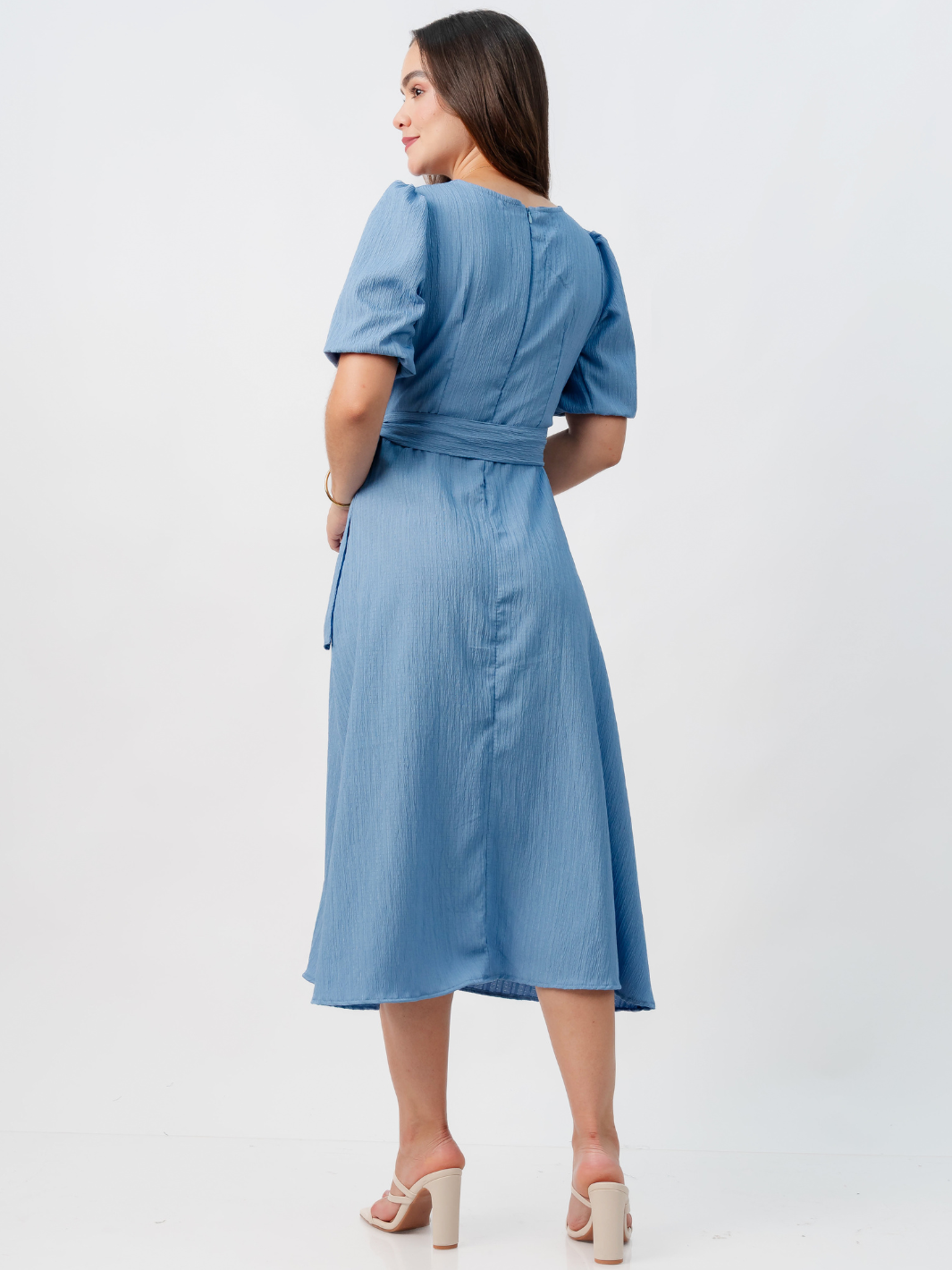 VESTIDO MIDI EN CORTE A CON LAZO SOLEDAD ITALIANO