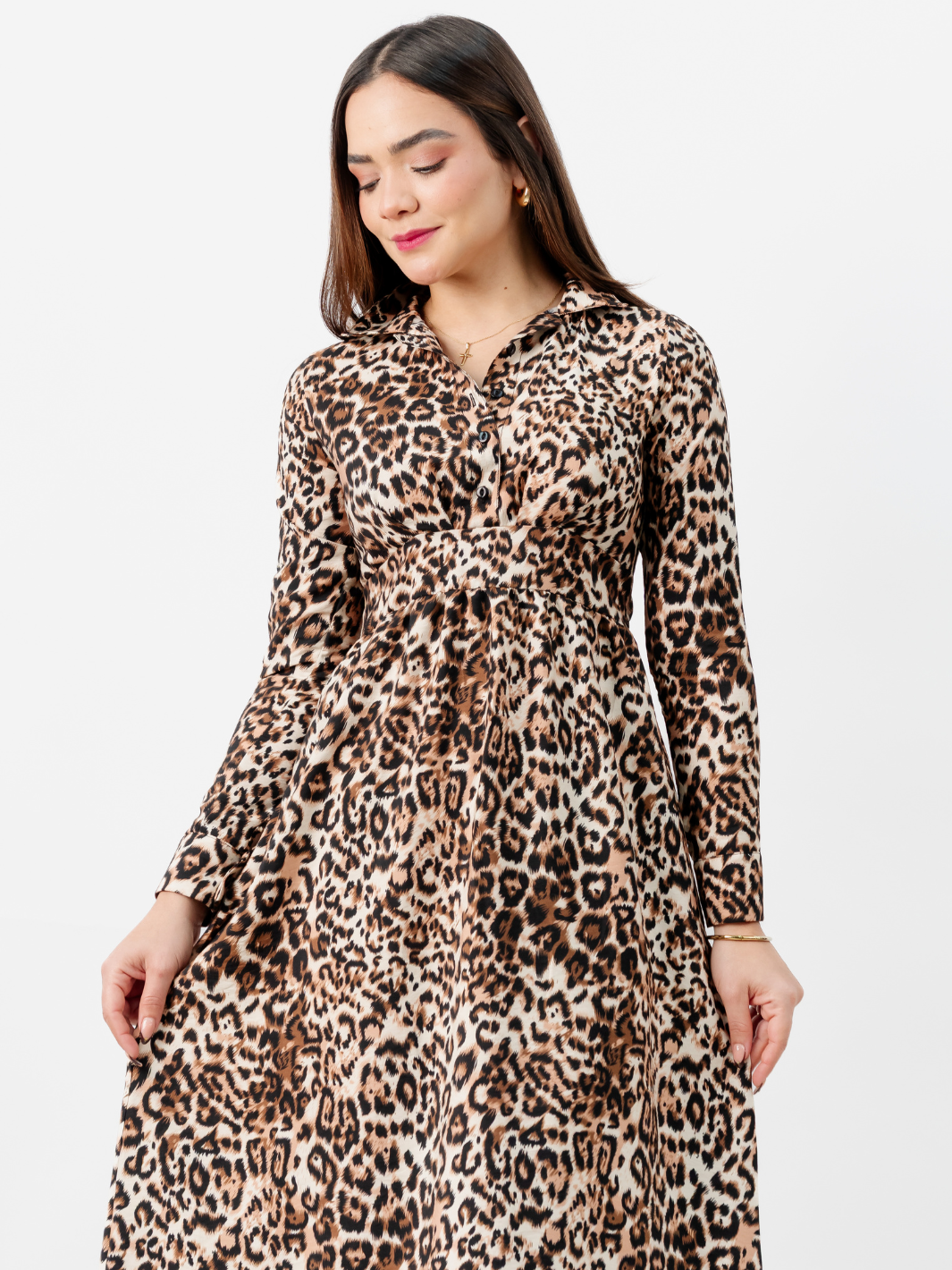 VESTIDO CAMISERO LARGO TATI ANIMAL PRINT