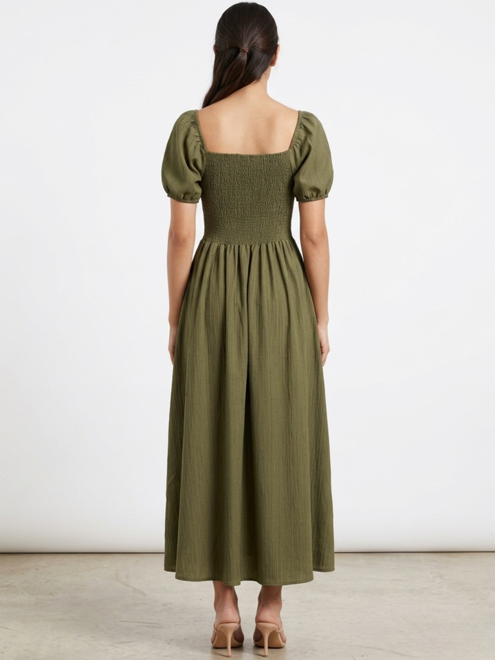 VESTIDO ROMANTICO LARGO NELLY VERDE