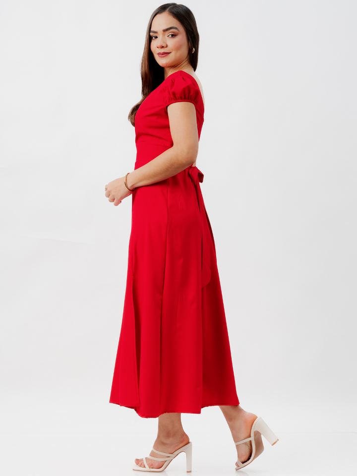 VESTIDO CASUAL LARGO CRISS ROJO