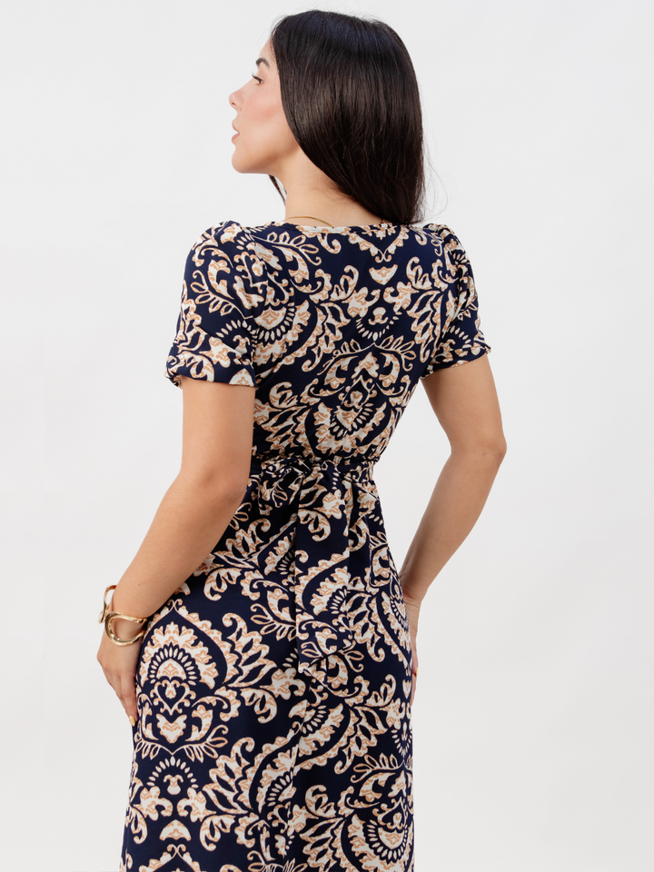 VESTIDO CASUAL LARGO REBECA AZUL