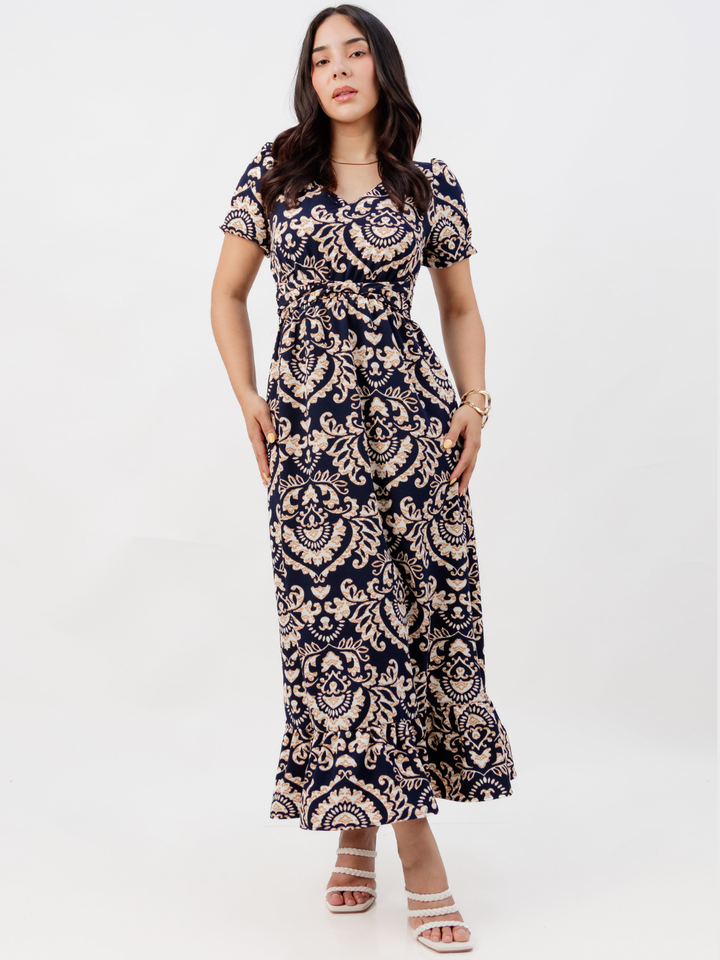 VESTIDO CASUAL LARGO REBECA AZUL